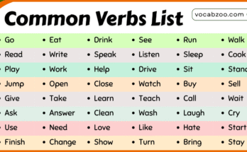 List of Common Verbs in English with Meanings