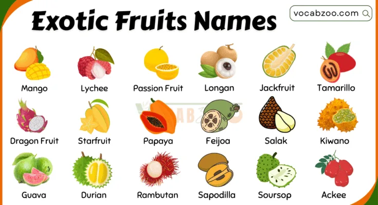 30 Names of Exotic Fruits with Pictures in English