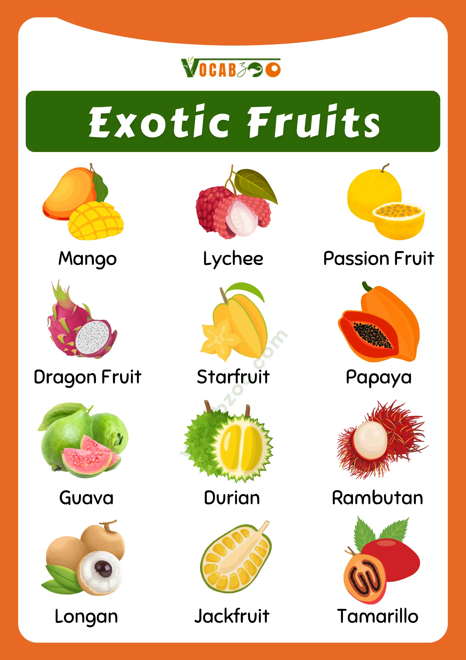 Exotic Fruits with Pictures in English