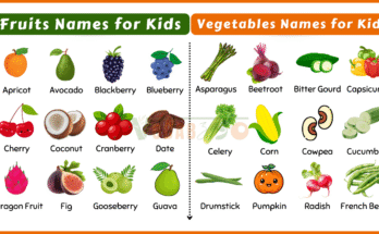 Fruits and Vegetables Names For Kids with Their Pictures