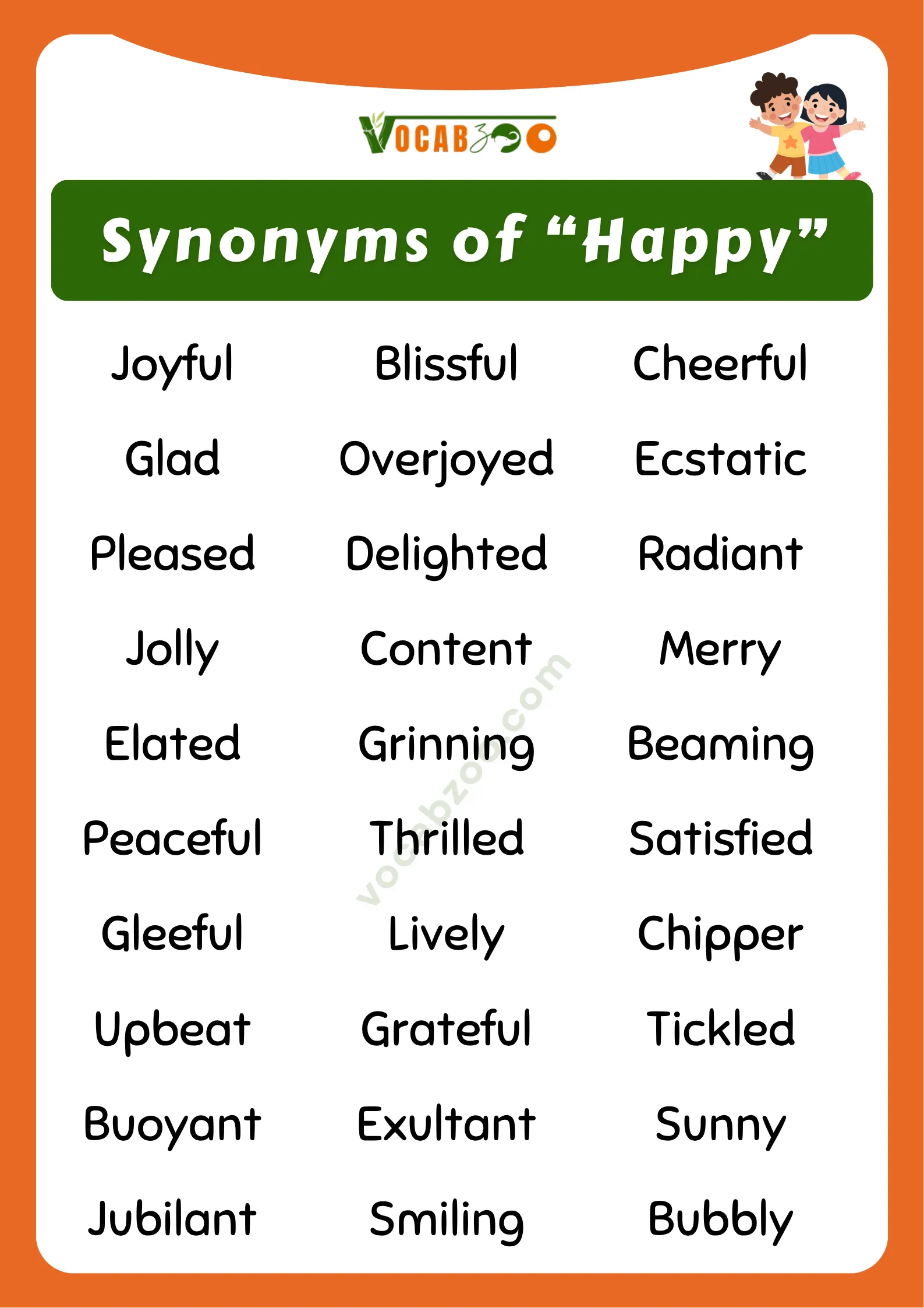 Synonyms of Happy in English