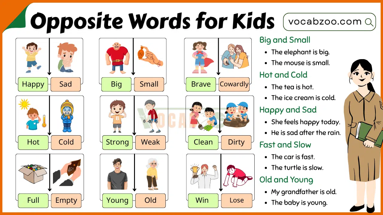 Opposite Words for Kids with Easy Examples