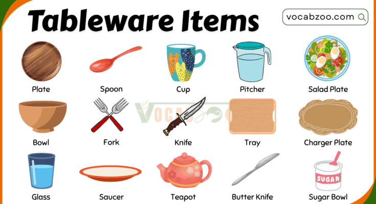 30 Common Types of Tableware Names and Pictures