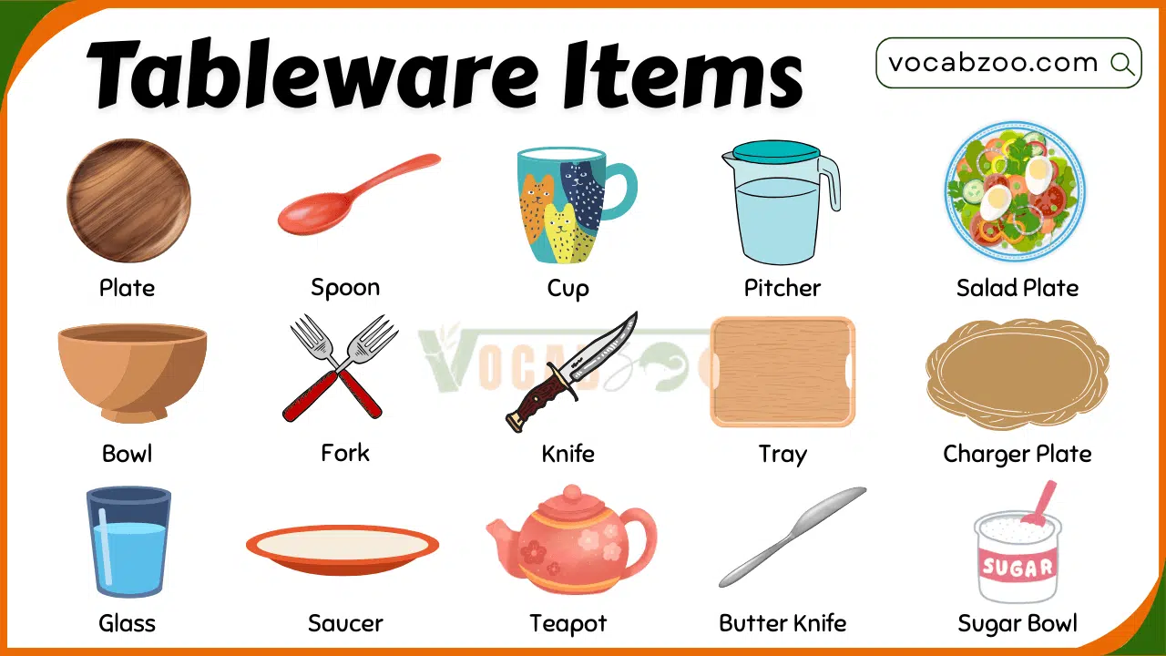30 Common Types of Tableware Names and Pictures