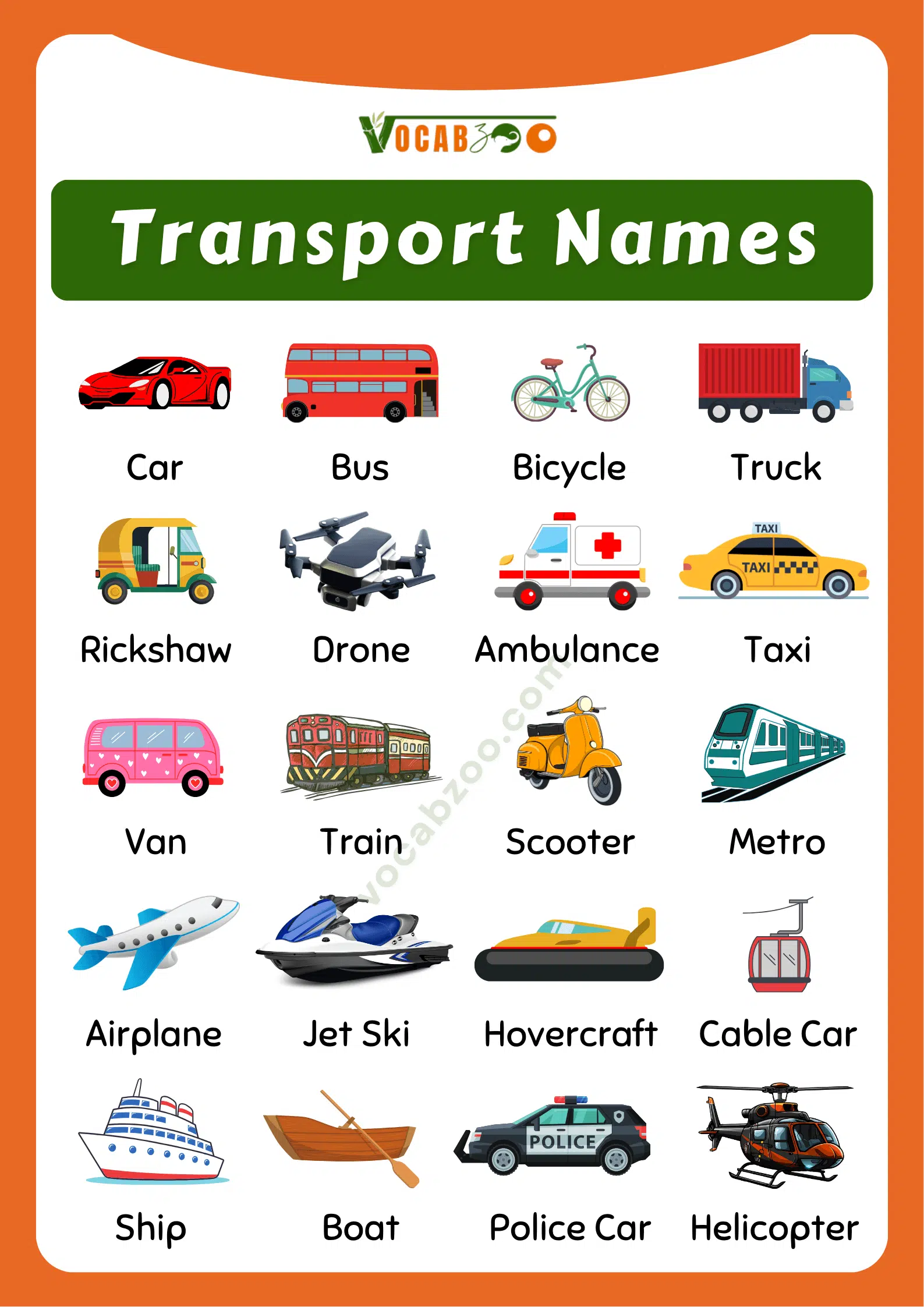Transport Names with Pictures