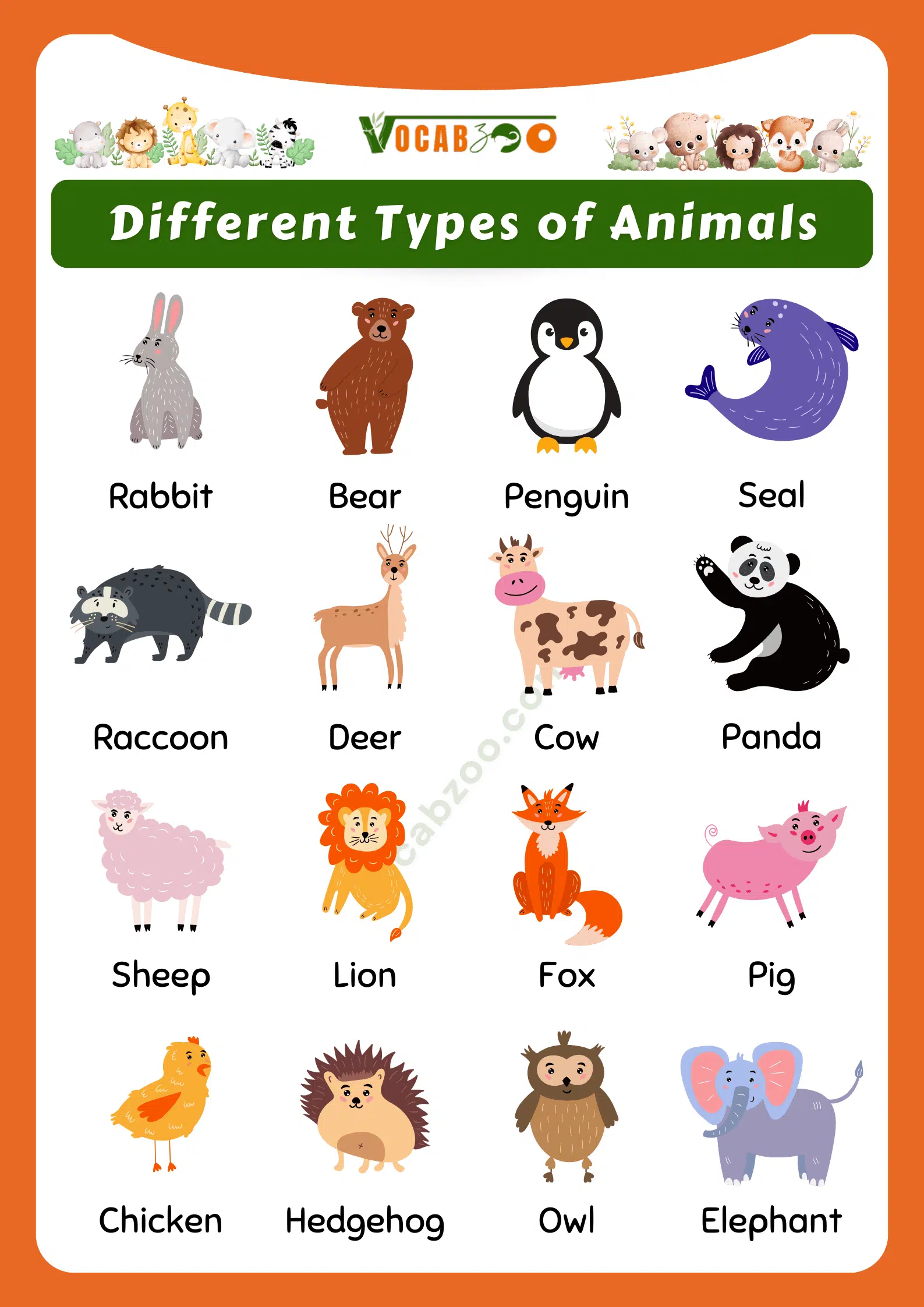 Types of Animals and Their Names in English with Pictures