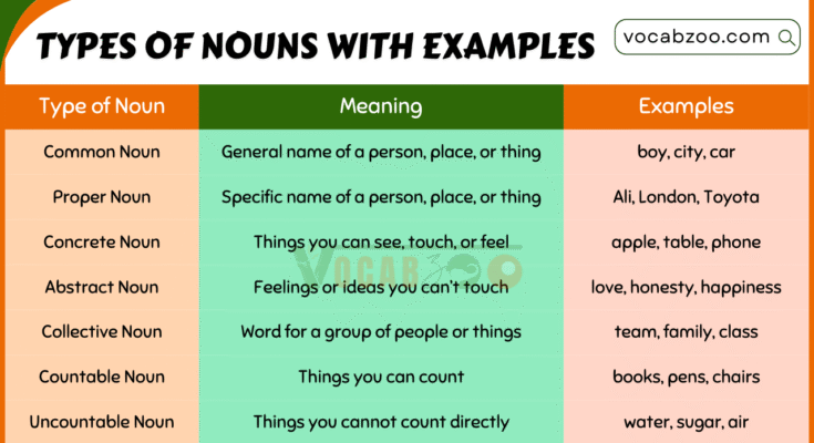 50 Noun Examples in English with Sentences