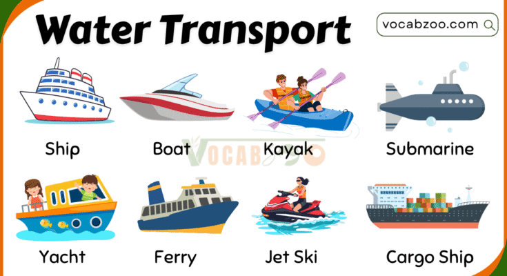 30 Names of Water Transport with Pictures in English
