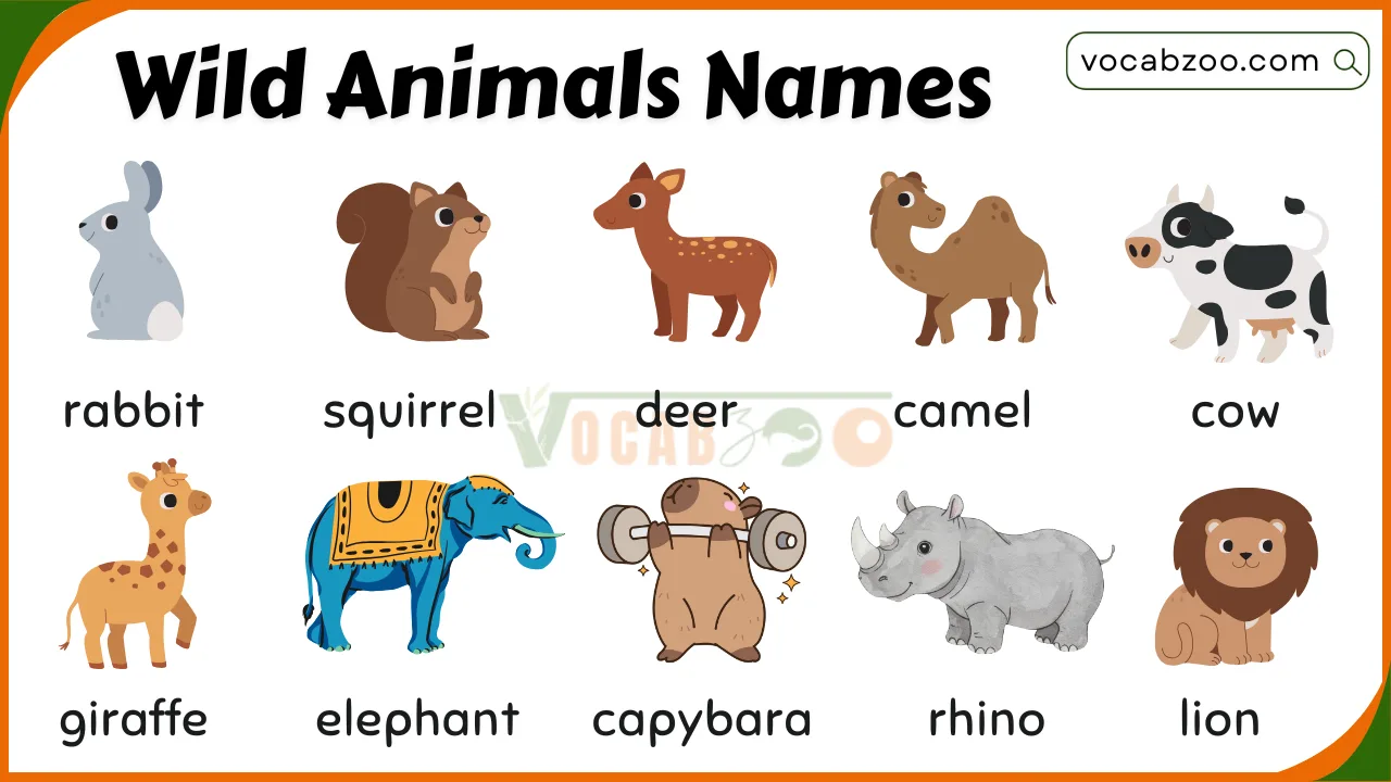 Wild Animals and Their Names in English with Pictures