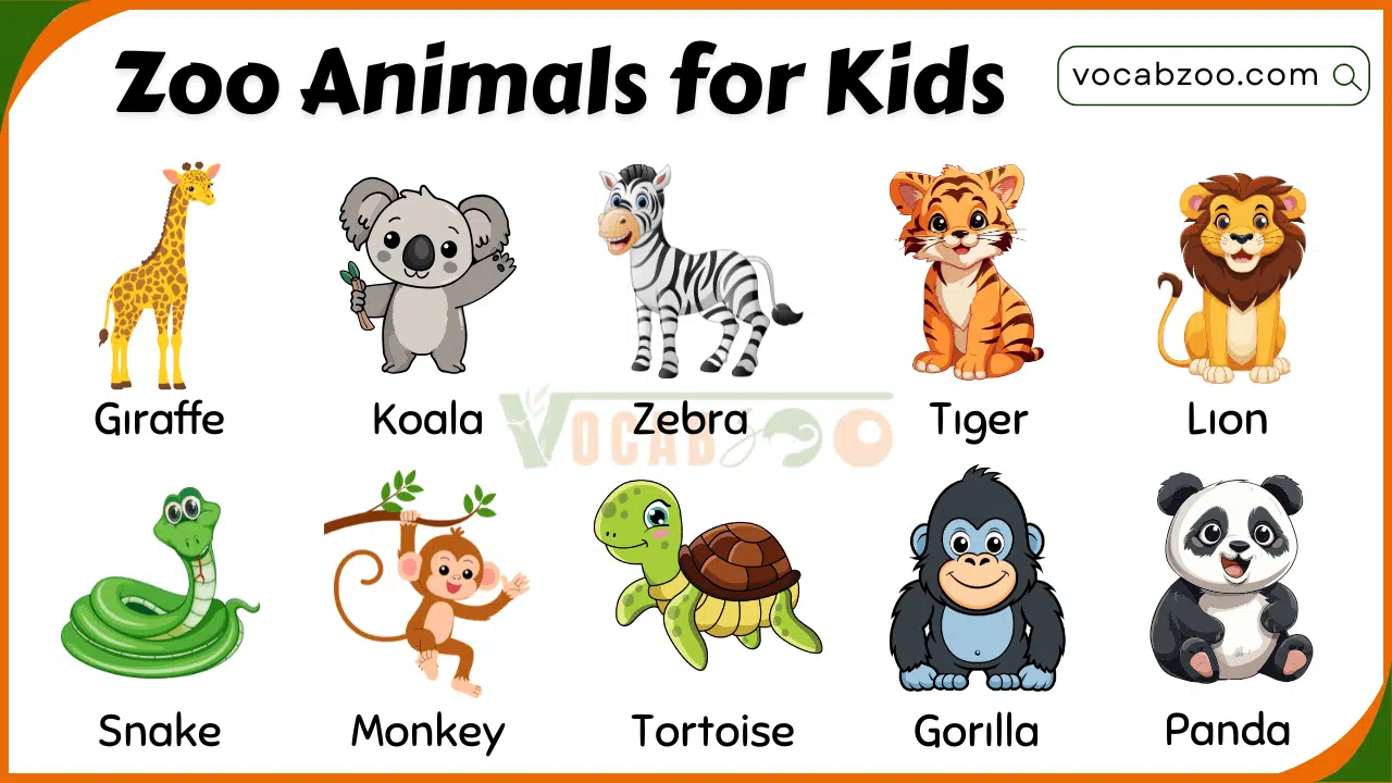 40 Zoo Animal Names for Kids Learning English with Pictures