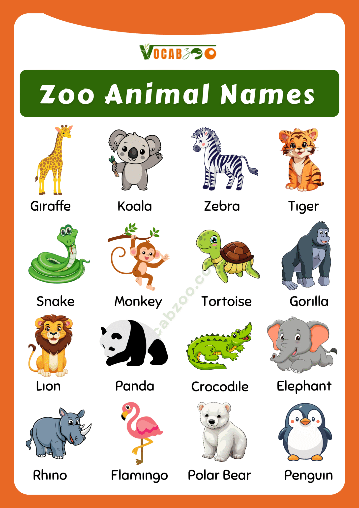 50 Zoo Animals Vocabulary In English With Pictures