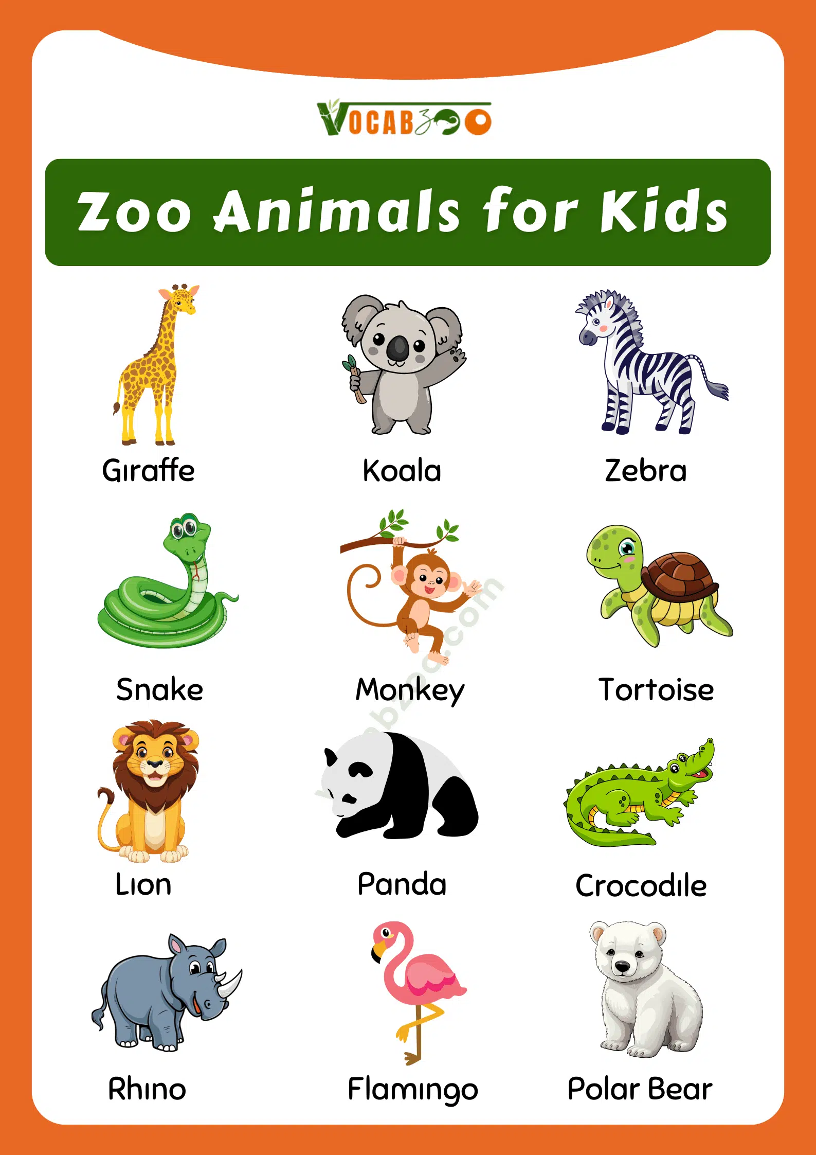 Zoo Animals Names for Kids with Pictures 