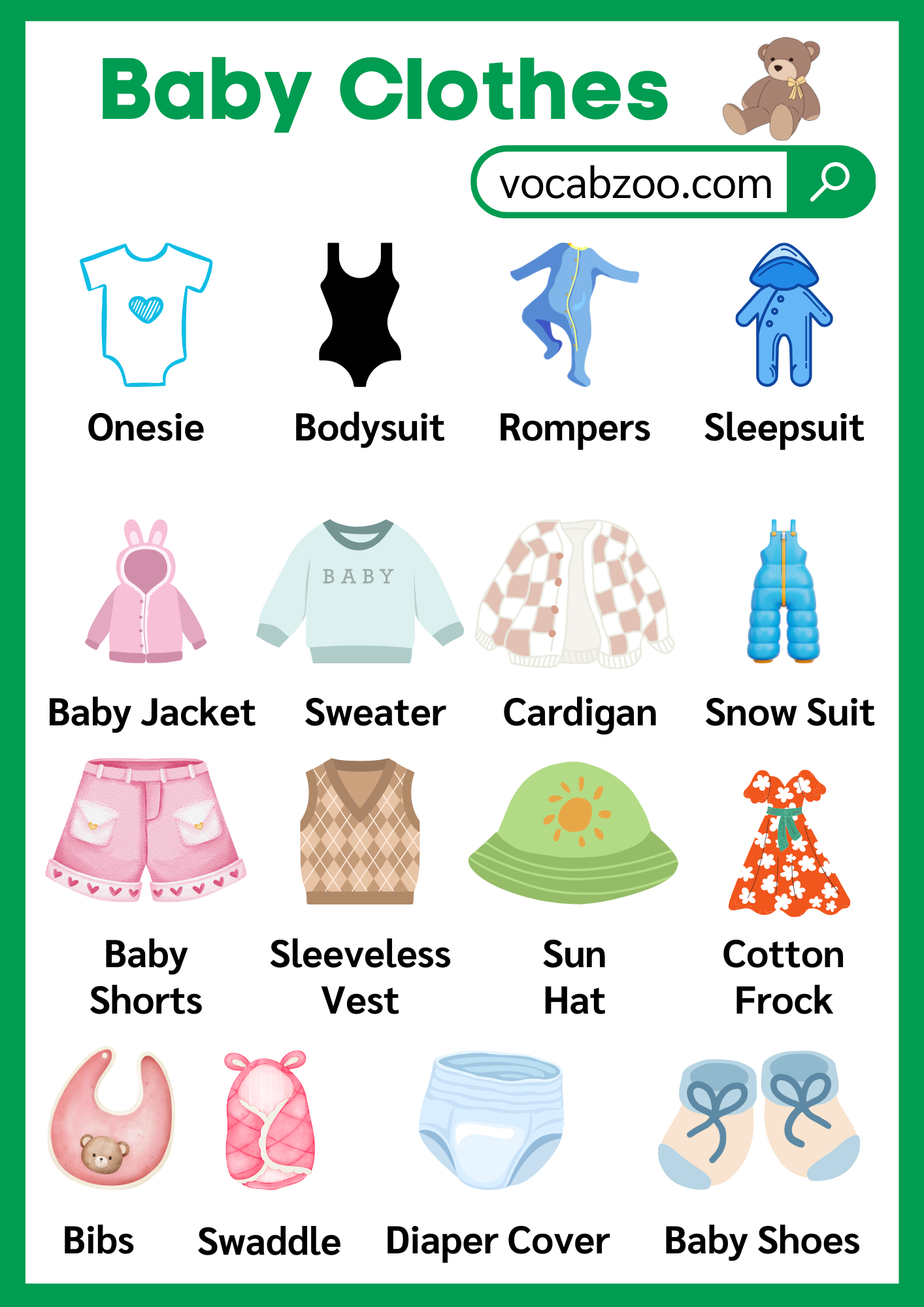 Baby Clothes Name with Their Pictures