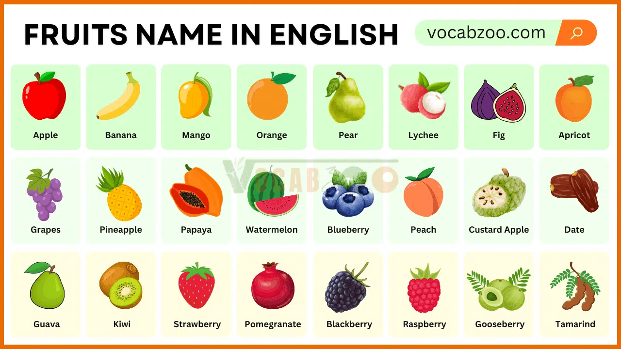Fruits Name in English with Their Pictures