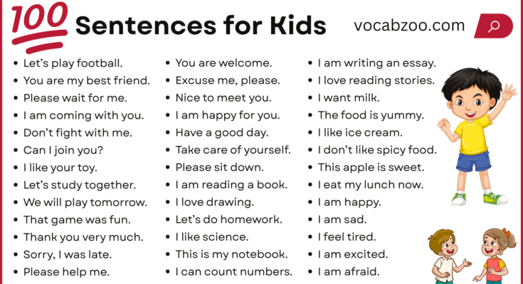 100+ Fun and Simple Sentences for Kids