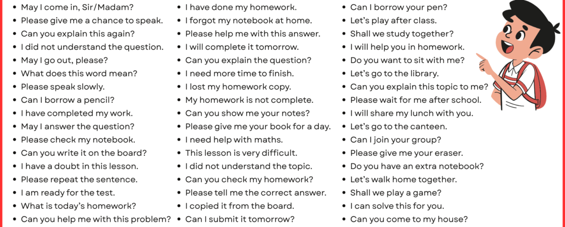 Daily Conversation Sentences for Students