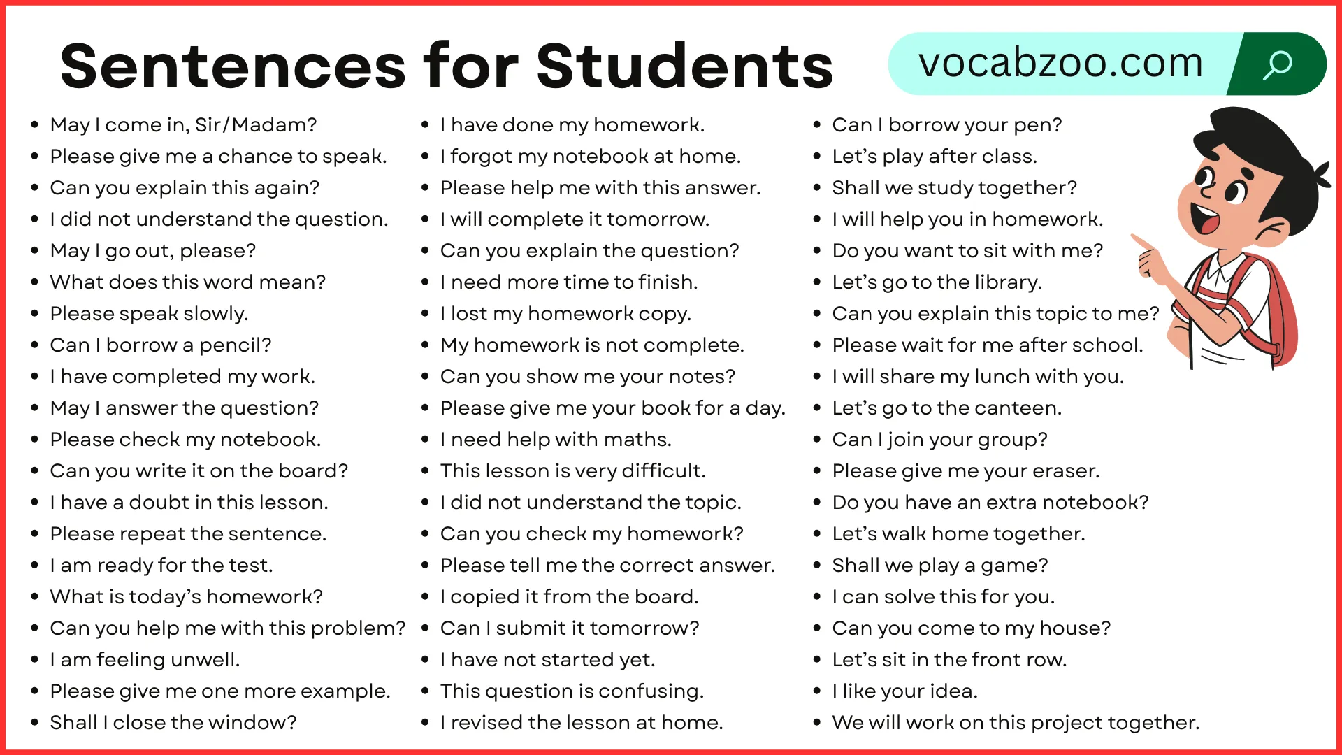 Daily Conversation Sentences for Students