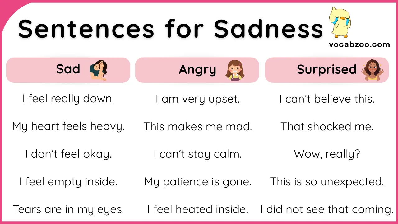 30+ Short English Sentences for Sadness