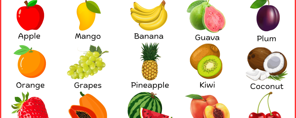 Fruit Names for Kids with Their Pictures