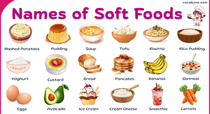 List of 100 Soft Foods Names in English with Pictures