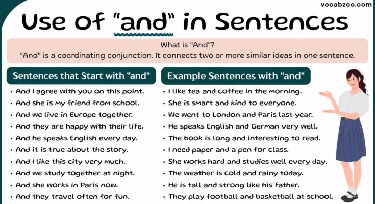 Sentences with and | Use of and in Sentences