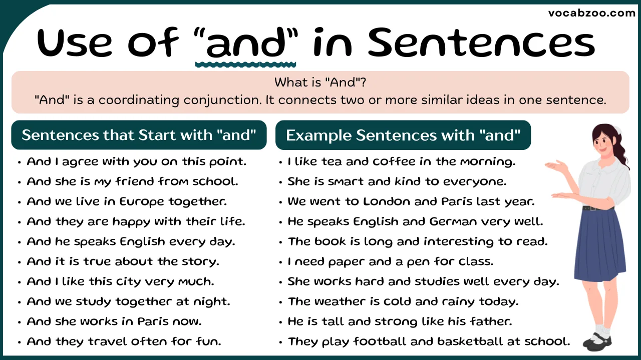 Sentences with and | Use of and in Sentences