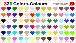 333 Color Names with Colors | Colours Name in English