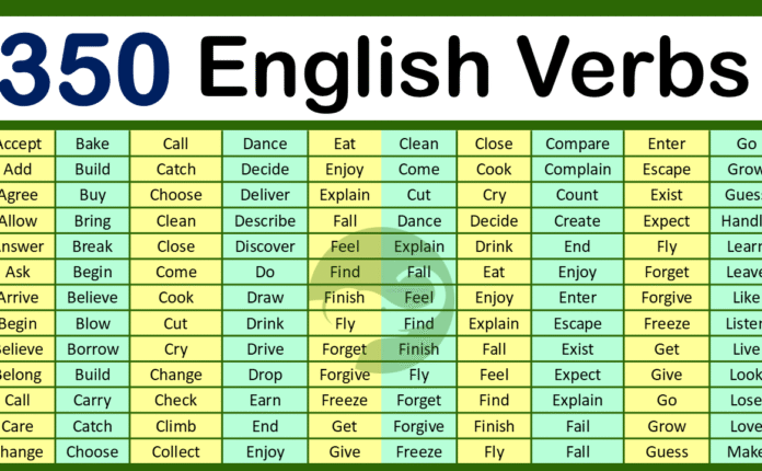 350 English Verbs A to Z