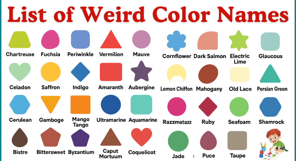 Weird Color Names​ with Colors and Pictures