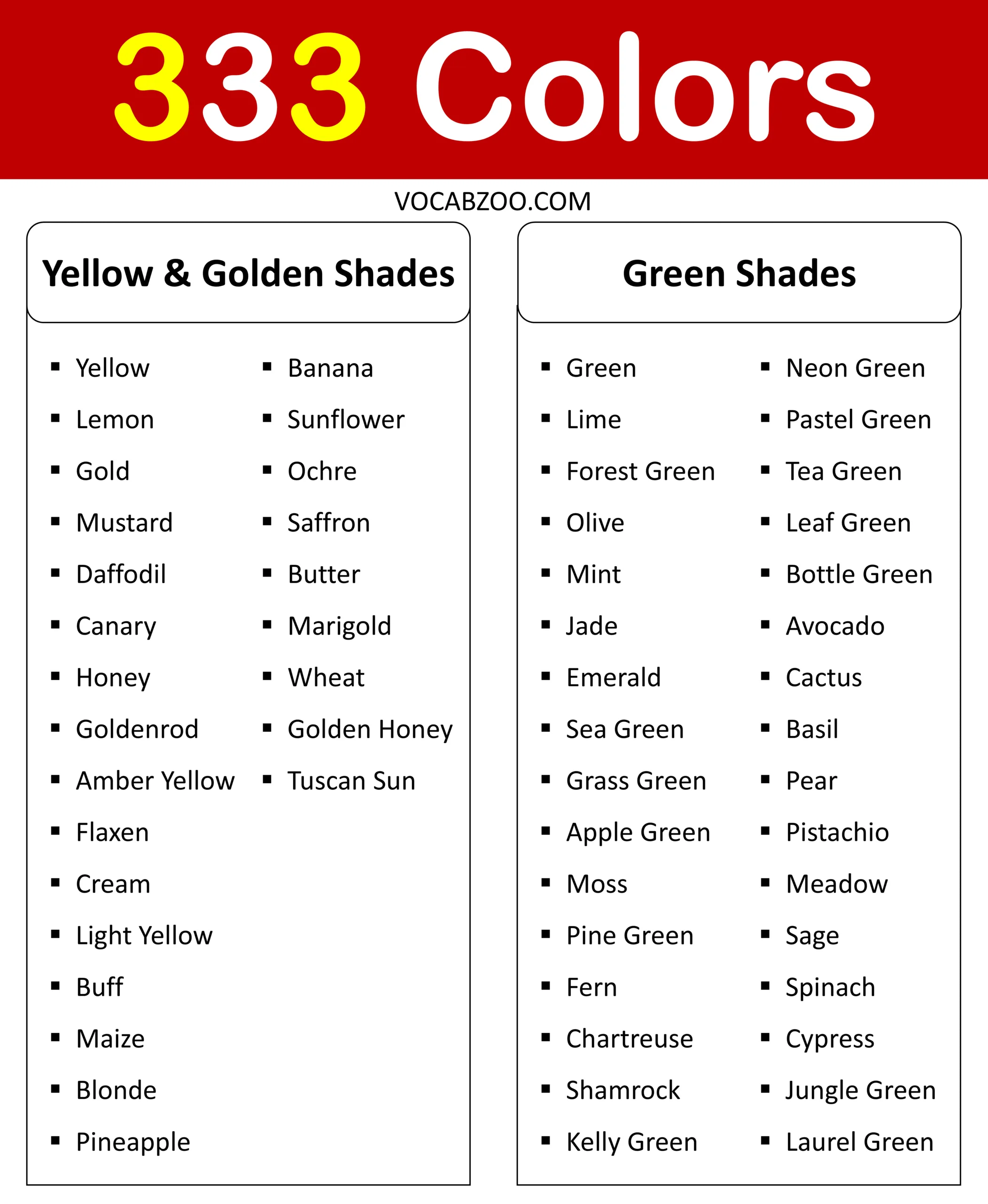 Yellow, Golden, and Green Shades