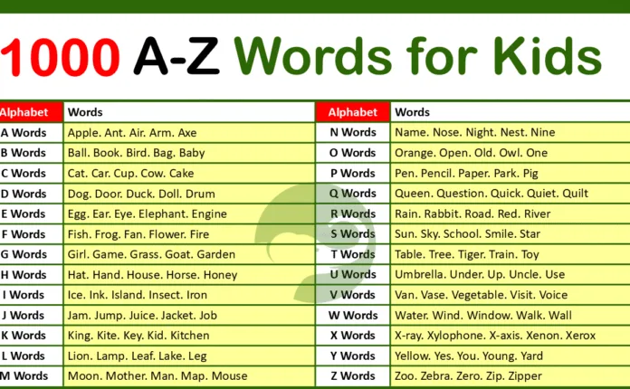 1000 Easy Words for Kids
