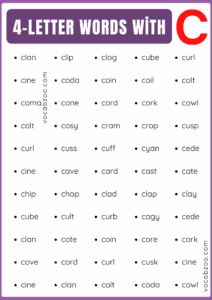 4 Letter Words that Start with C | 250+ C-Words - Vocabzoo