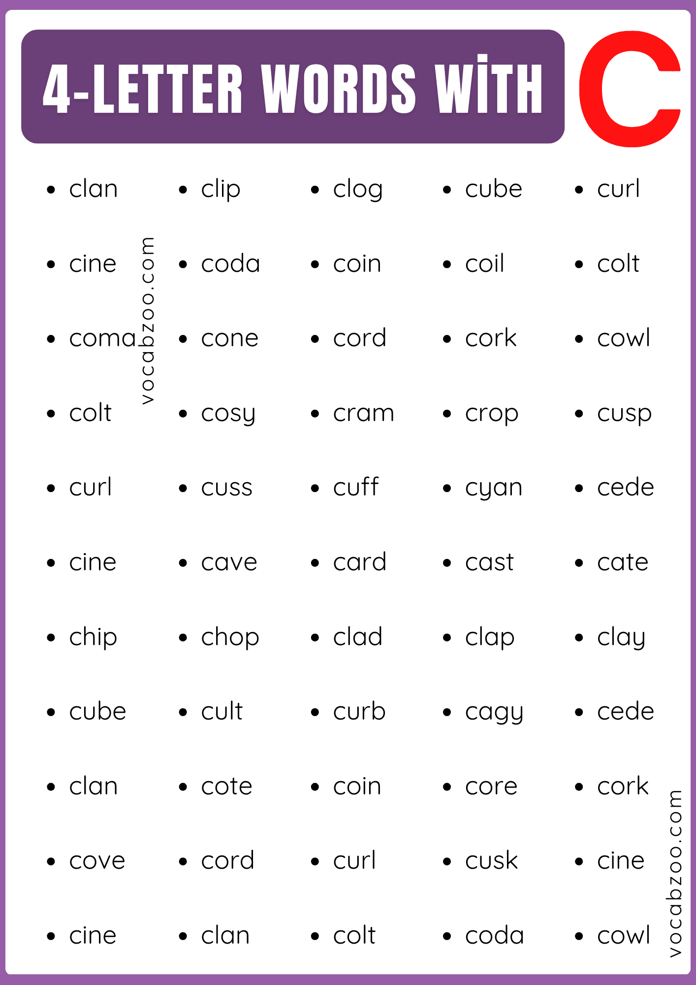 4 Letter Words that Start with C | 250+ C-Words