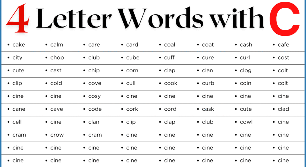 4 Letter Words that Start with C | 250+ C-Words