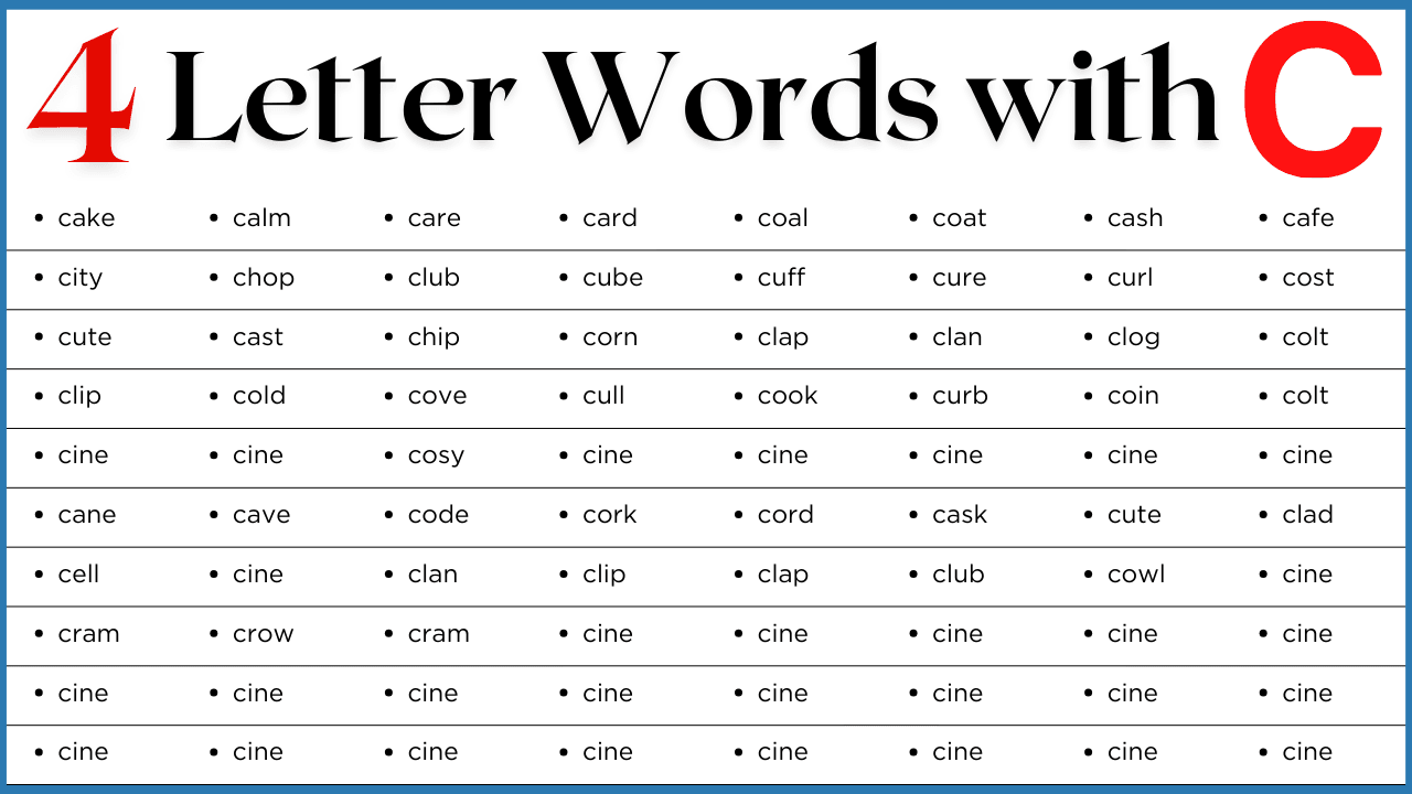 4 Letter Words that Start with C | 250+ C-Words