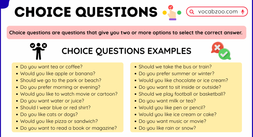 Choice Questions in English
