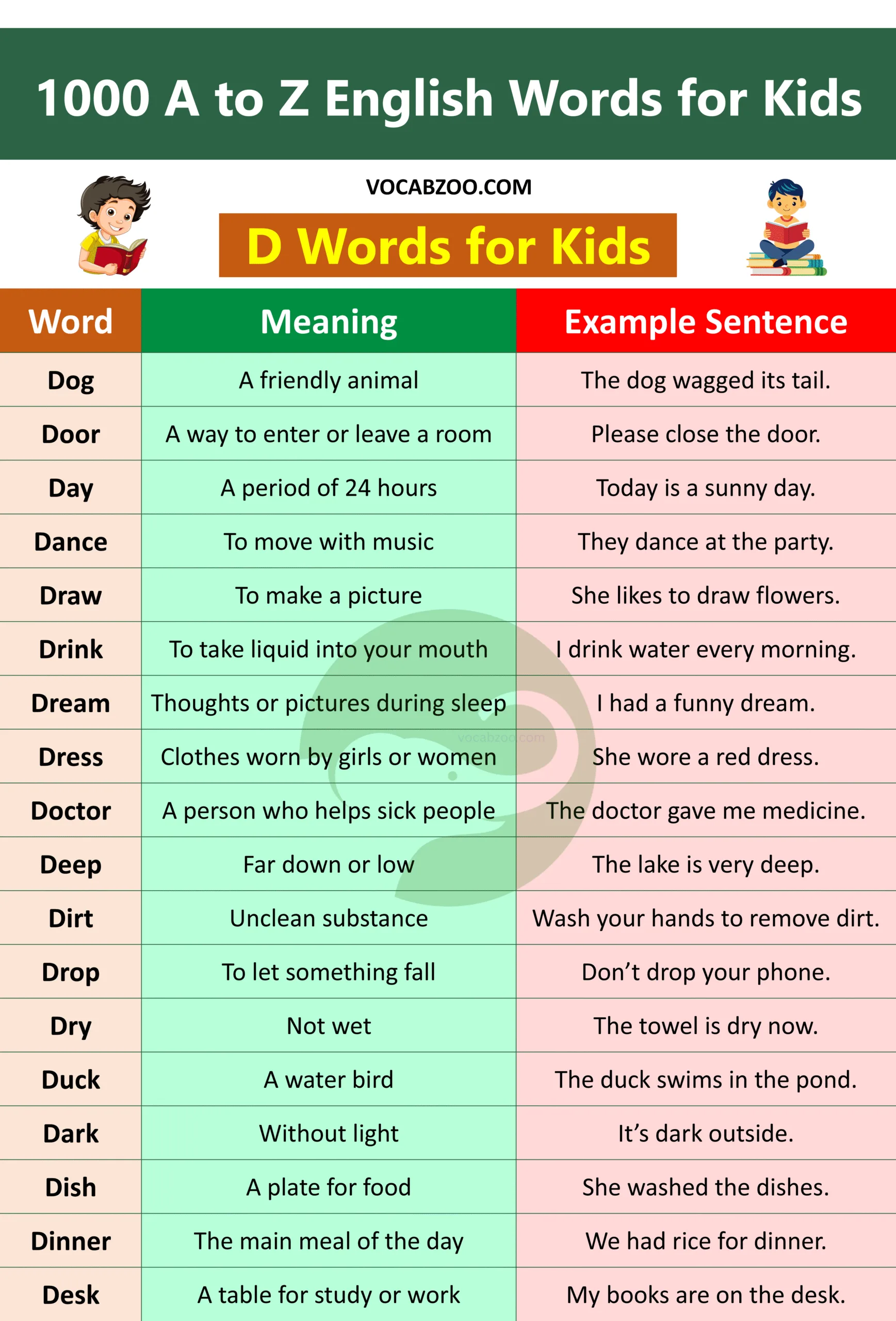 D Words for Kids