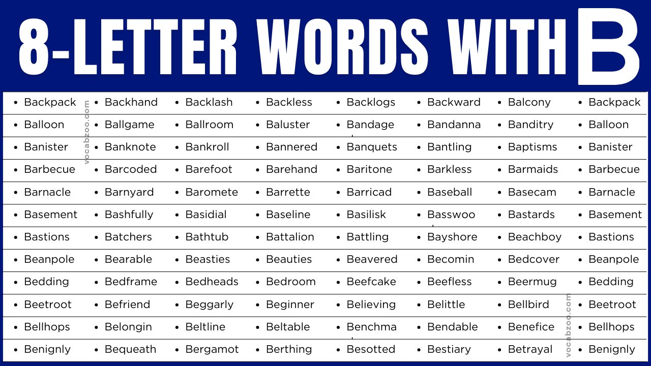 Eight Letter Words that Start with B in English | B-Words List