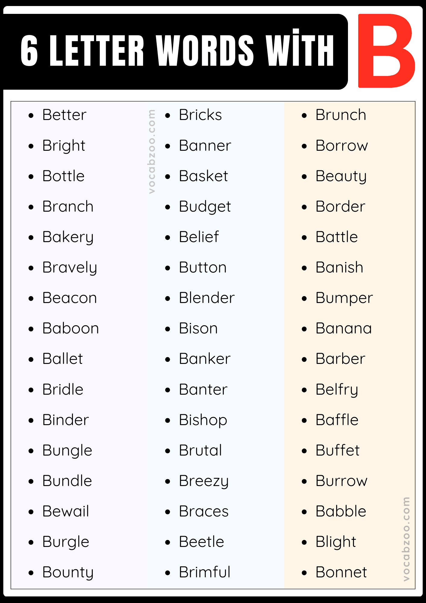 Six Letter Words that Start with B in English | B-Words List