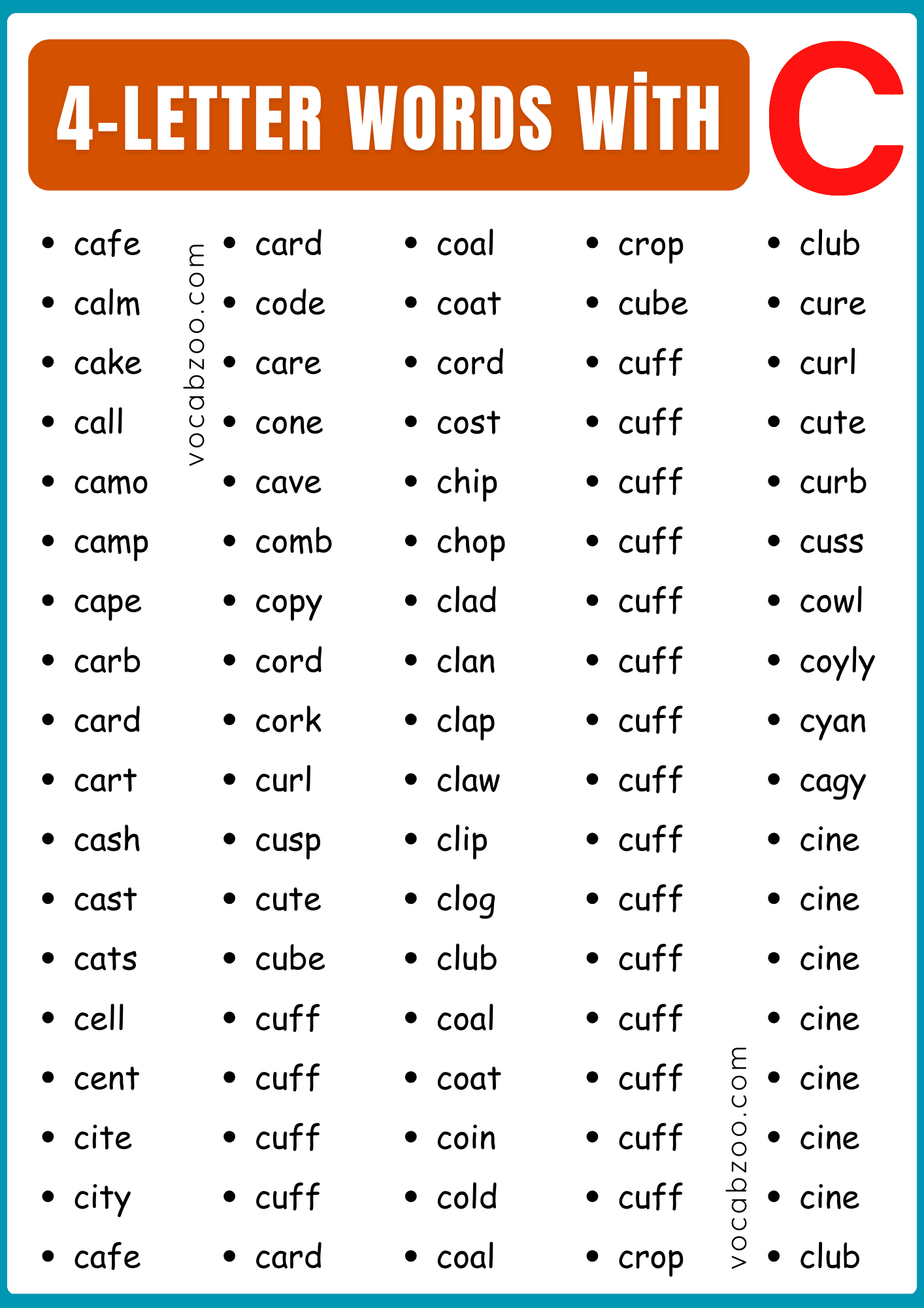4 Letter Words that Start with C | 250+ C-Words