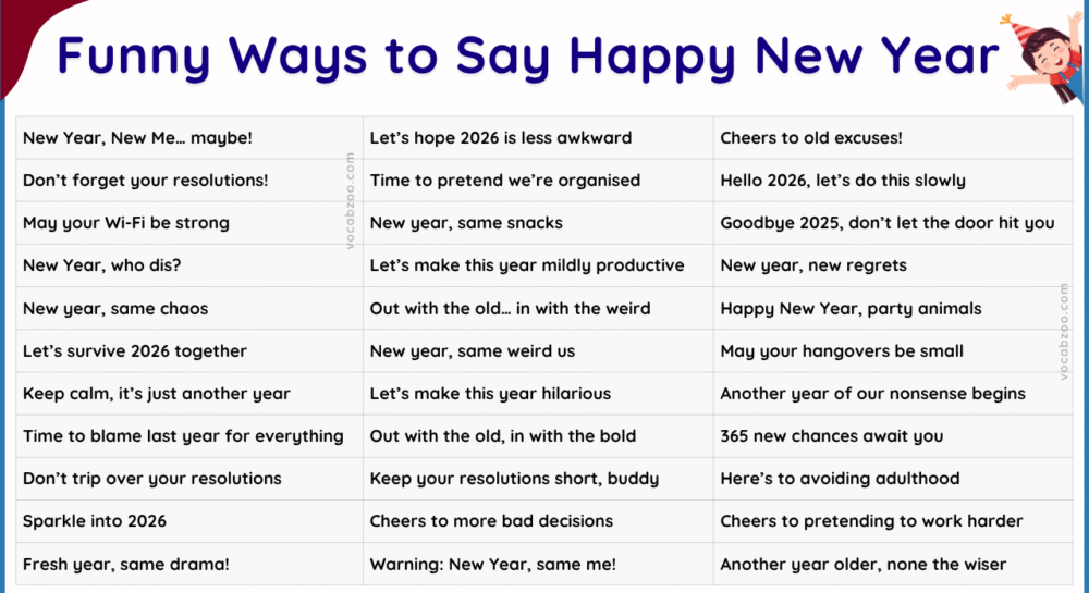 30+ Funny Ways to Say Happy New Year in English