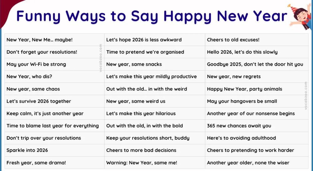 30+ Funny Ways to Say Happy New Year in English