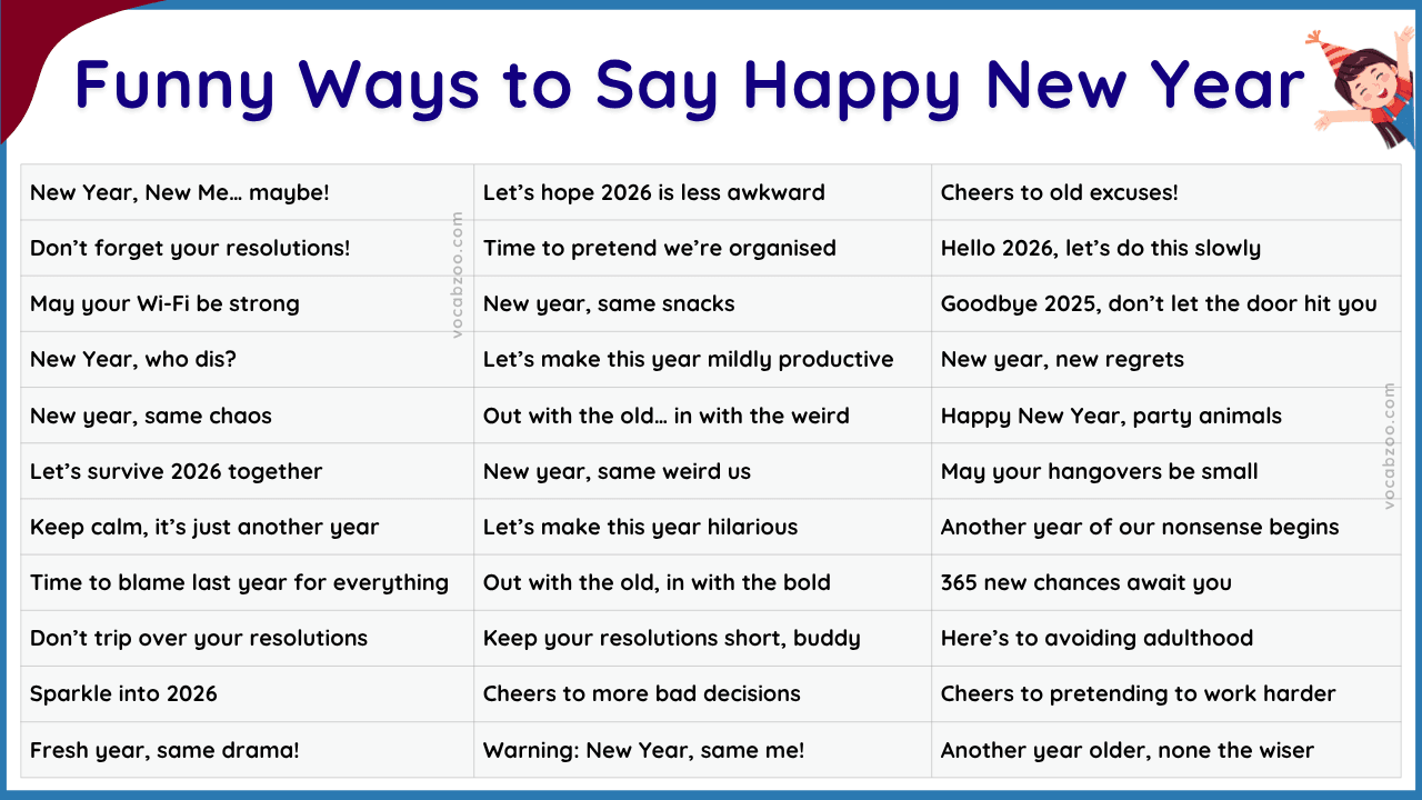 30+ Funny Ways to Say Happy New Year in English
