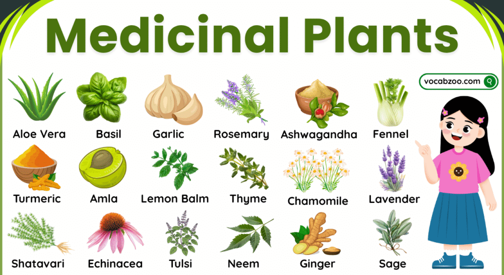 100 Medicinal Plants Names in English with Benefits and Pictures