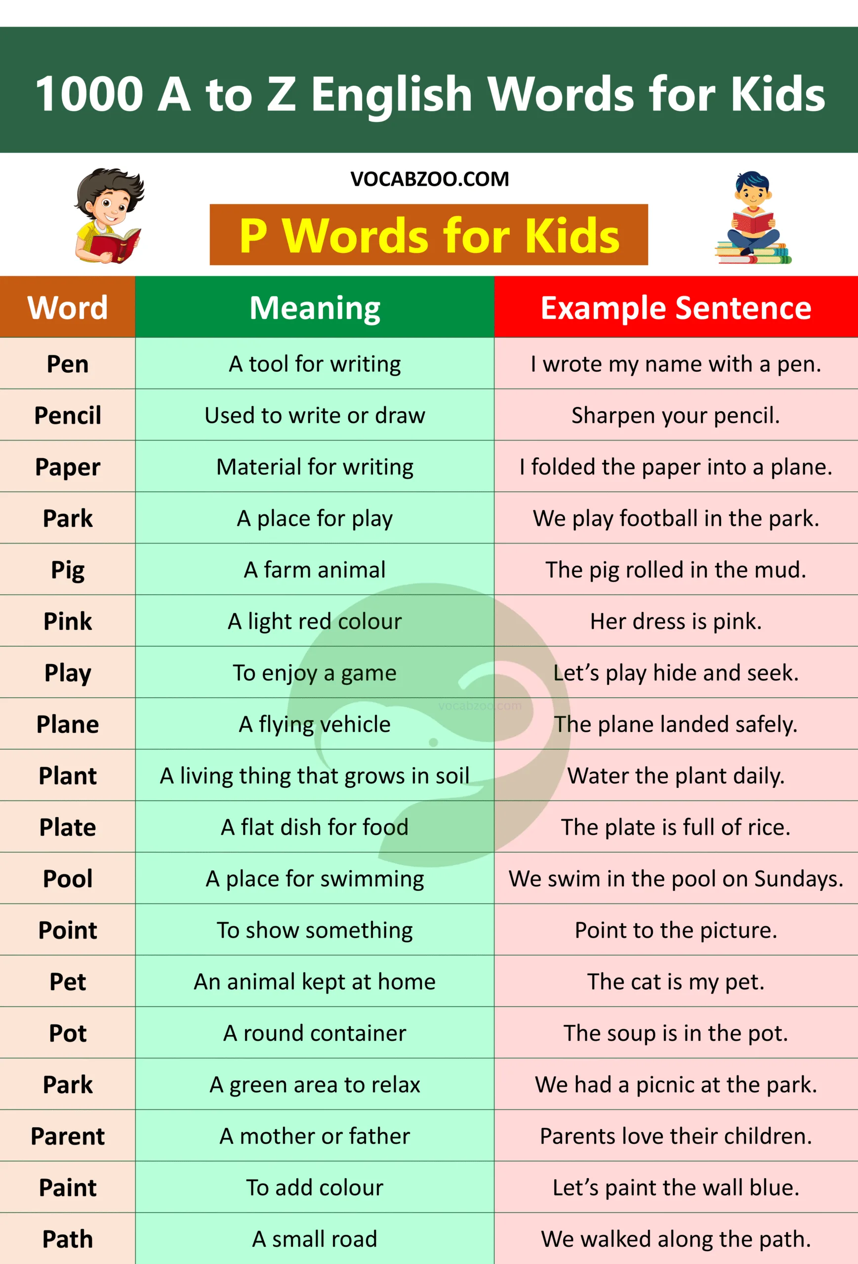 P Words for Kids