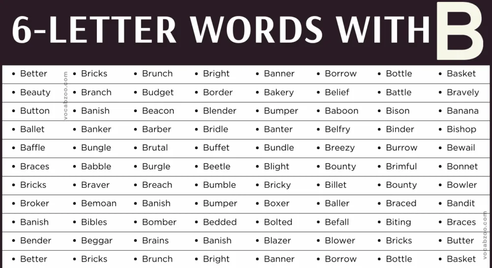 Six Letter Words that Start with B in English | B-Words List