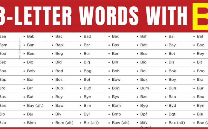 Three Letter Words that Start With B in English | B 3 Letter Words