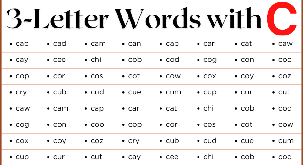 3 Letter Words that Start with C | C-Words List