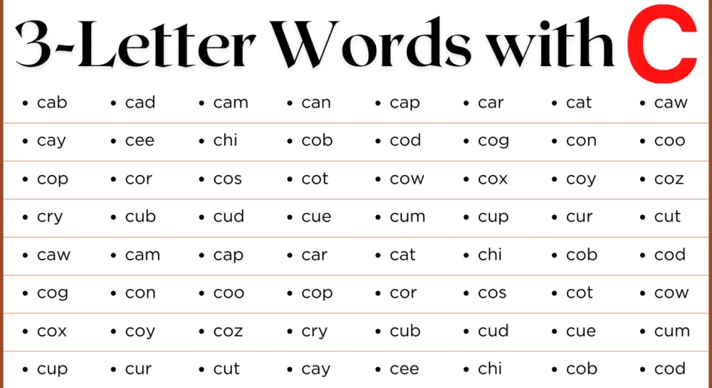 3 Letter Words that Start with C | C-Words List