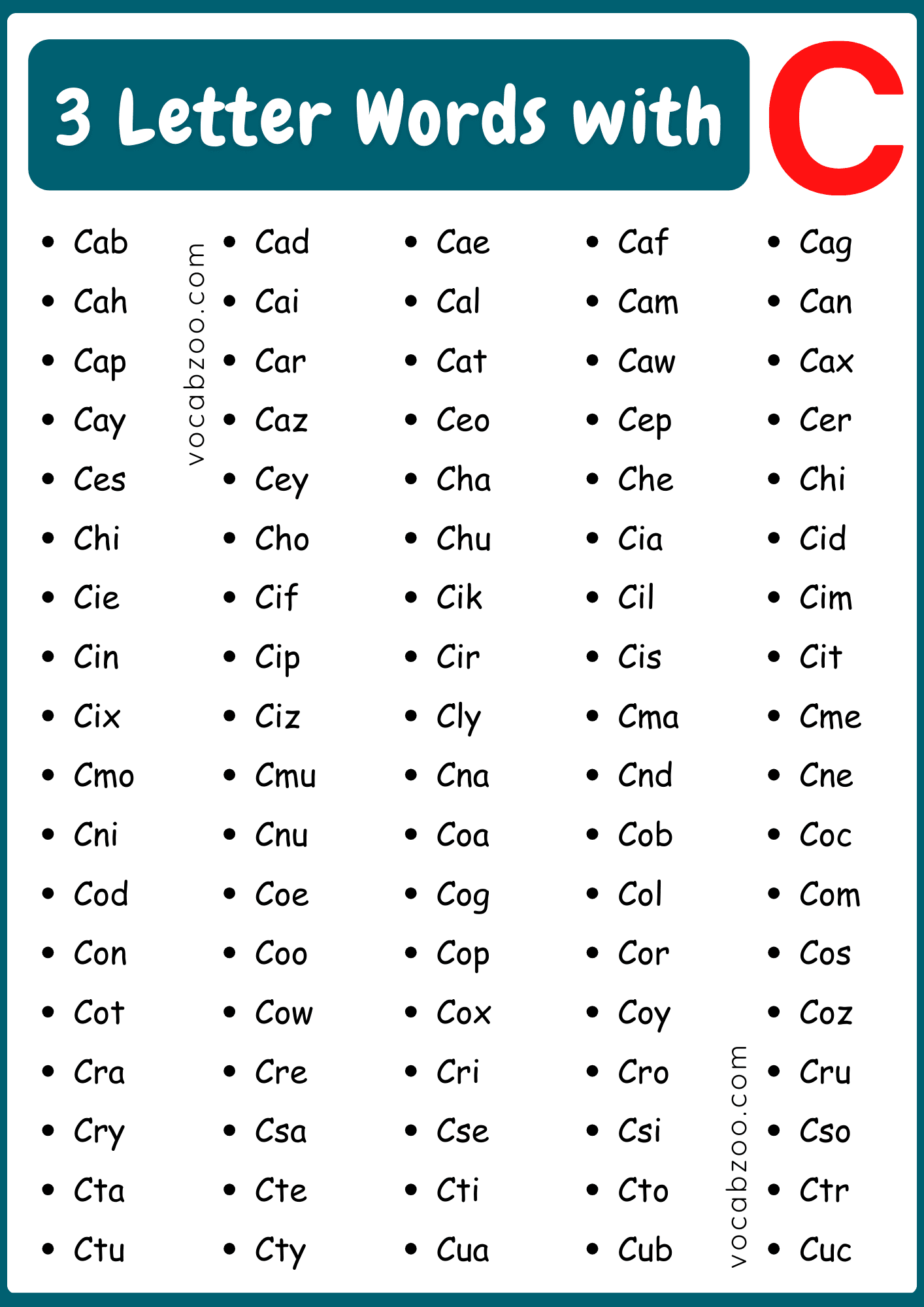 3 Letter Words that Start with C | C-Words List
